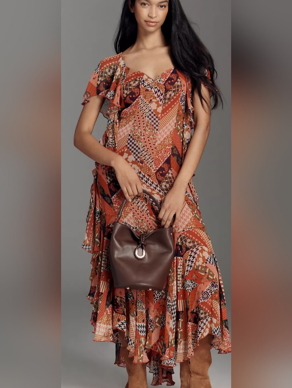 Love The Label Belinda Asymmetric Ruffle Dress, sold at Anthropologie. MSRP $325